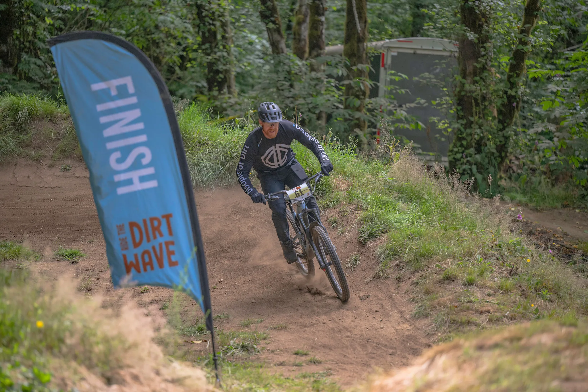 Racer crossing the finish line